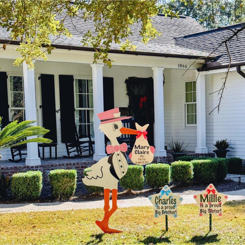 Pink Stork Sign with Personalized Bundle and 2 Sibling Signs, Colorado Springs, Falcon, Peyton, Monument, Palmer Lake, Manitou